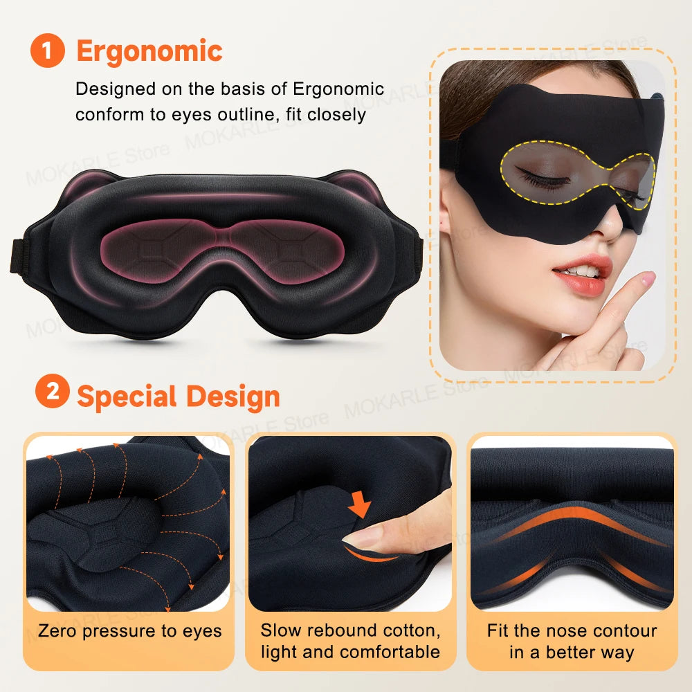 Luxury 3D Sleep Mask – Ultra-Soft Blackout Eye Mask for Restful Sleep, Travel & Relaxation